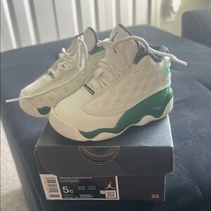 Jordan Green and White Sneakers with Hologram Detail